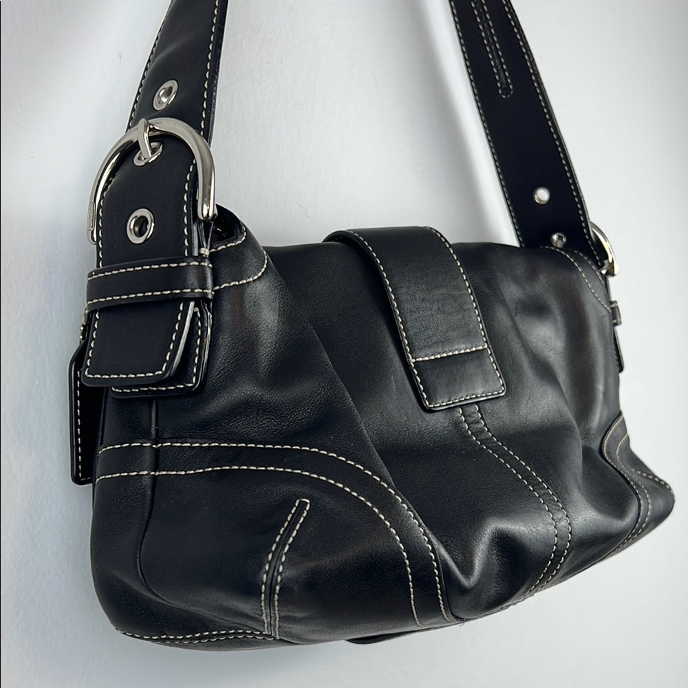 Coach Y2K Soho Buttery Soft Double Pocket Buckle Hobo Shoulder Bag Black 3653 - Picture 6 of 15